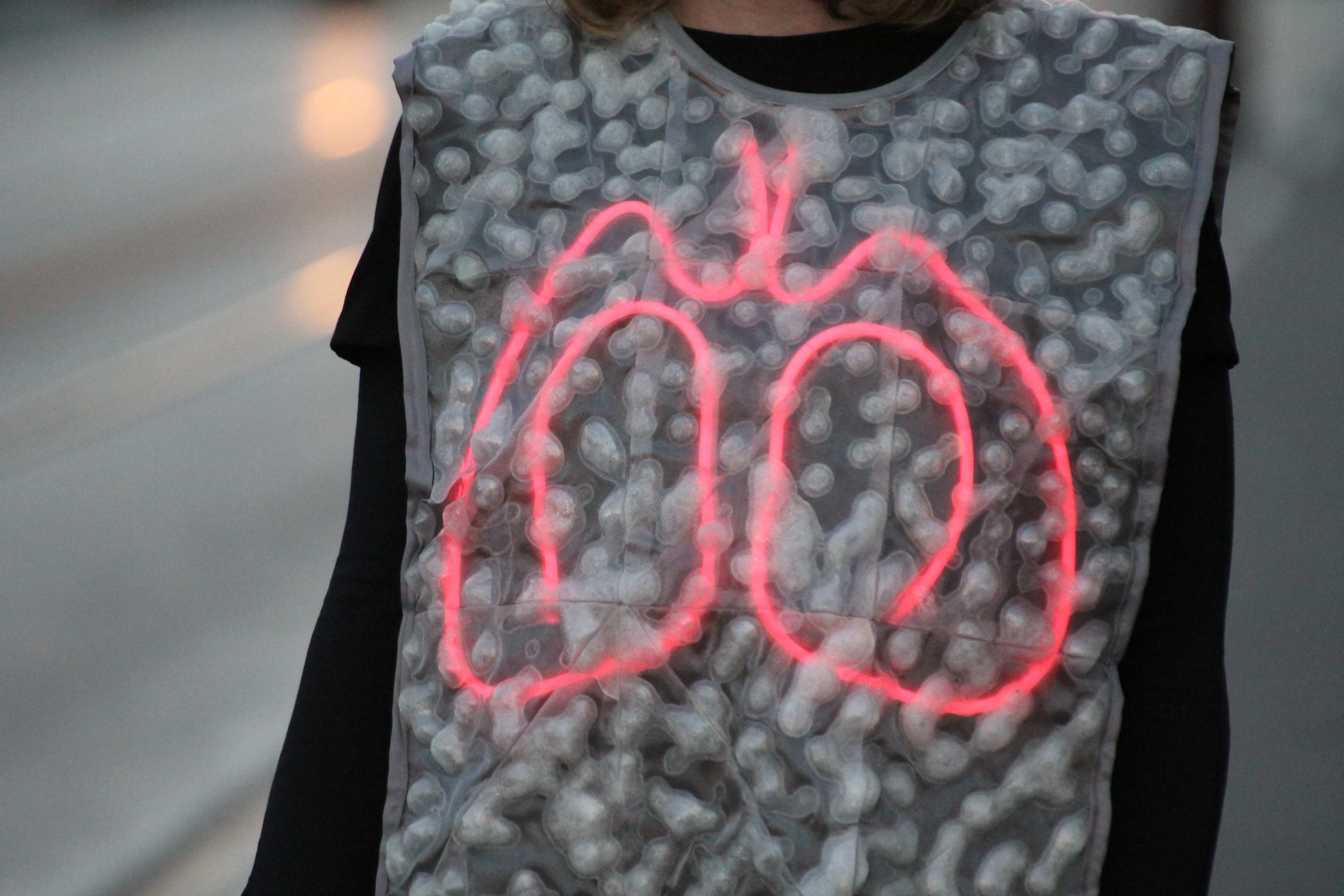AtmoSpheres wearable artwork illuminated in purple